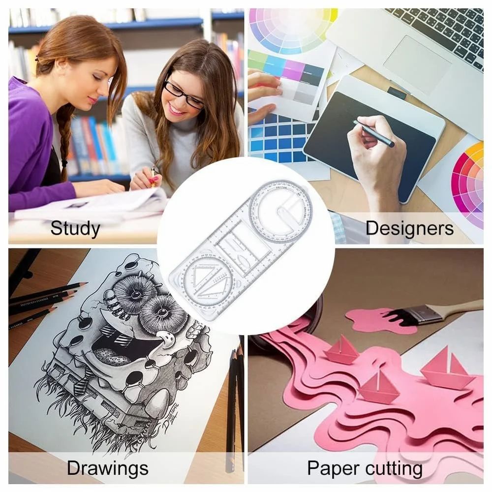 All-in-One Geometry & Angle Ruler | Perfect for School, Drawing & Office Projects